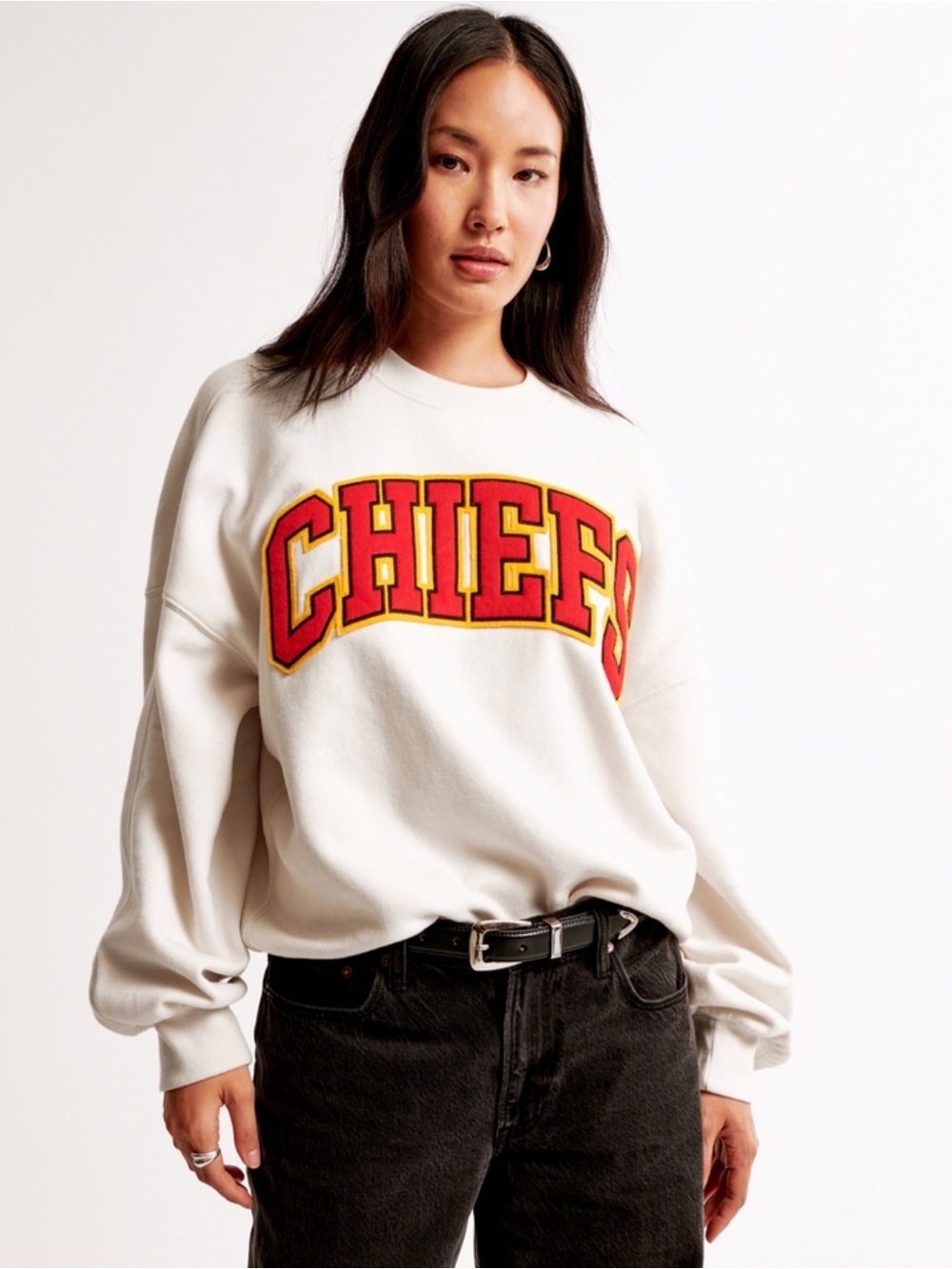 Abercrombie & Fitch NFL Chiefs Embroidered Oversized Crewneck Size M Football